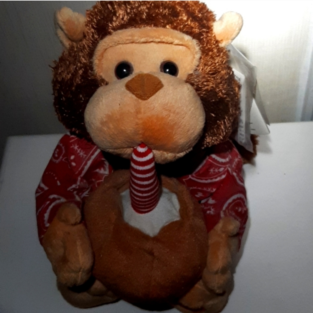 NEW W/ 3 TAGS MUSICAL DANCING STUFFED ANIMAL MONKEY, PLAYS MUSIC